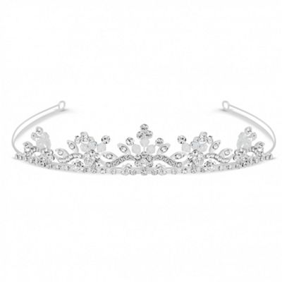 Crystal flower and facet bead embellished tiara